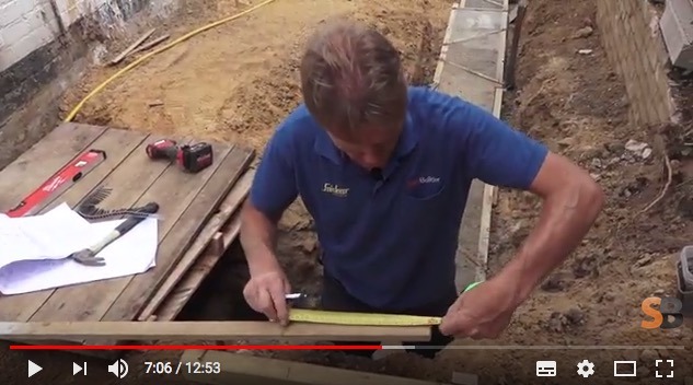 Setting out footings for an extension