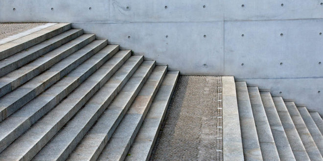 Concrete stairs and wall