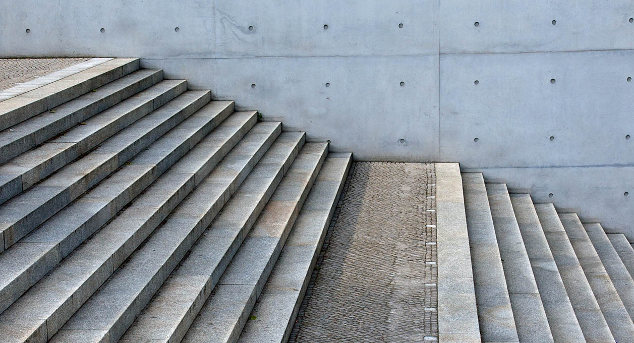 Concrete stairs and wall