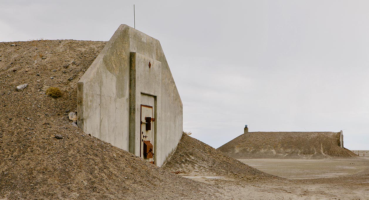 Abandoned munitions bunkers, Wendover,USA,Abandoned munitions bunkers in desert