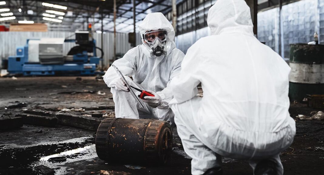 Men working on asbestos removal
