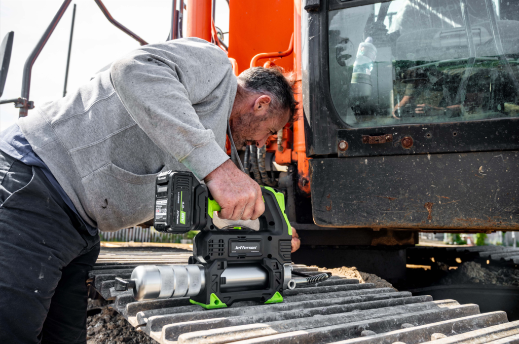 Jefferson Tools cordless grease gun for machinery maintenance