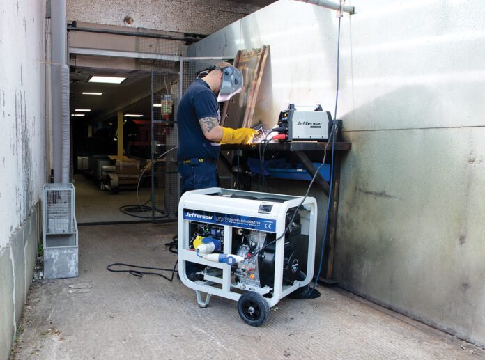JWinter Power Cuts and Site Backup Generators Winter power cuts and petrol generator providing backup electricity on a construction site